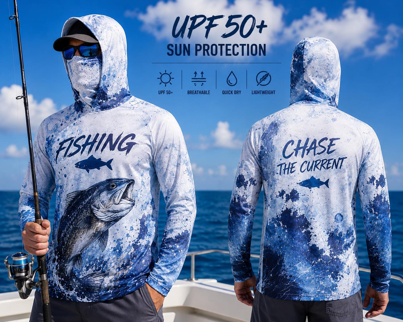 Fishing Hoodie Shirt Men Long  - Fishing Mask Sun Protection ulasan dan harga