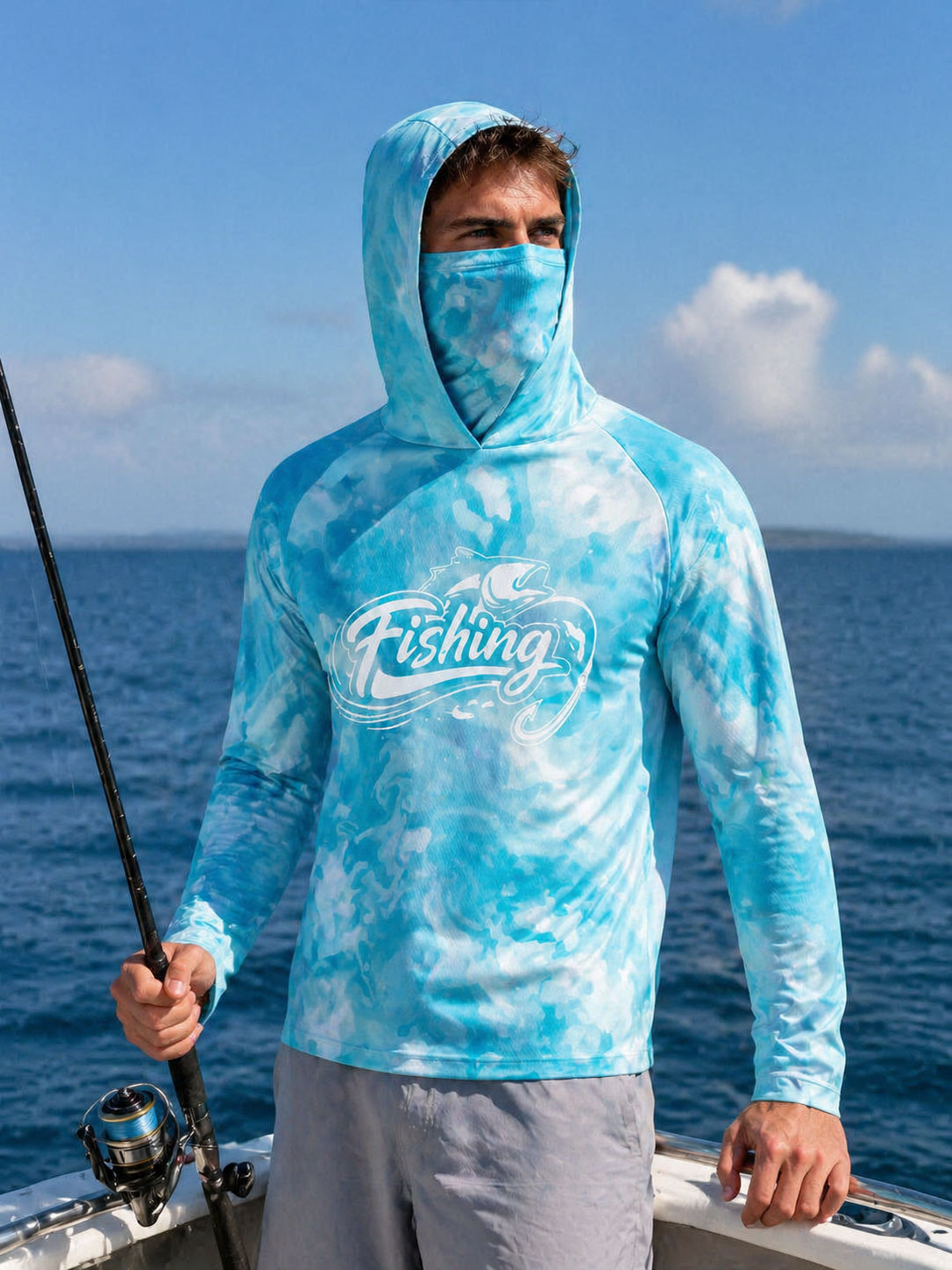 Fishing Shirt Hooded Men Fishi - Fishing Mask Sun Protection ulasan dan harga